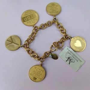 Rare Maximal Art Romance Redefined By John Wind Love Charm Bracelet Gold Plated